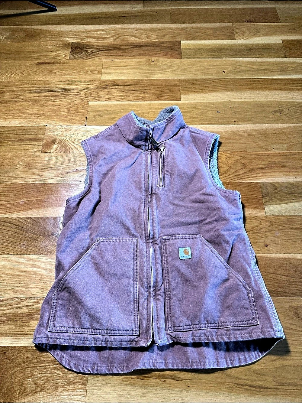 Carhartt Women's Small S Vintage Rose Pink Sandstone Mock Neck Sherpa Lined Vest